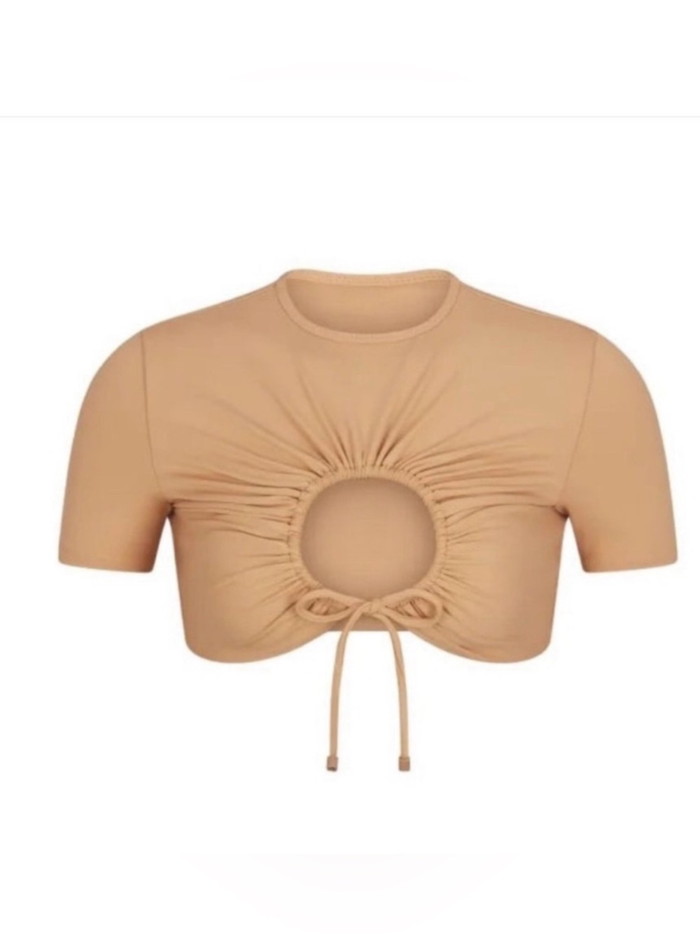 SKIMS SIGNATURE SWIM RUCHED T-SHIRT COLOR NEW WITH TAGS 
OCHRE SIZE XXS